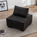 Coolmore Modern Upholstered Chair Leisure Sofa Lazy Sofa Plastic Legs And Pillow Removable Armless Accent Chair For Living Room,Bedroom,Office Black Linen Black Foam Linen
