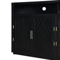 4 Door Classic Sideboard With Open Storage And Adjustable Shelves Perfect For Kitchens, Living Rooms Black Black Mdf