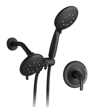 Matte Black Rain Shower System With 4.5" Head, Handheld Shower, And 6 Spray Modes Matte Black Stainless Steel