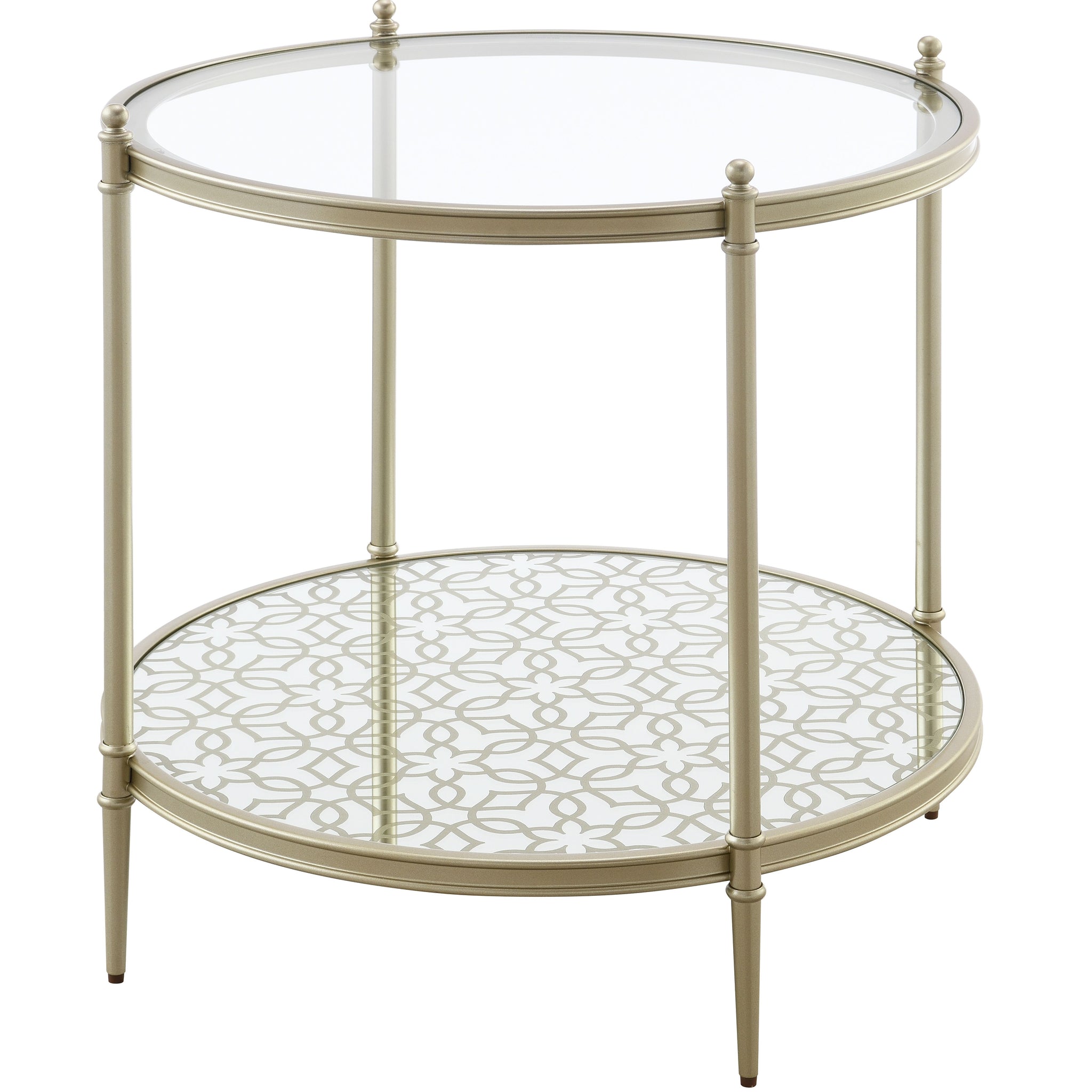 Zaba End Table, Glass Top & Champagne Finish Lv02756 Champagne Glass Metal