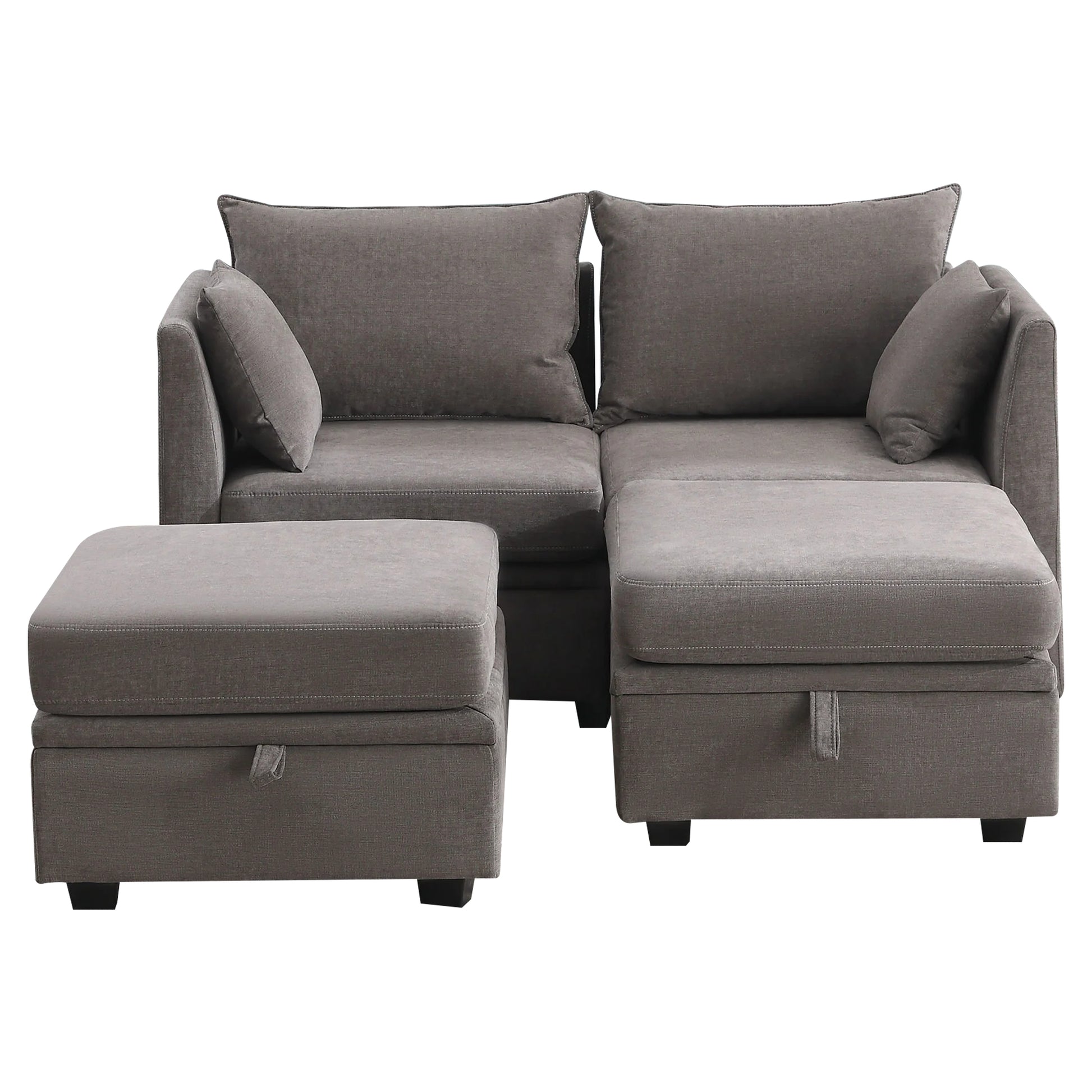 Modular Couches And Sofas Sectional With Storage Sectional Sofa U Shaped Sectional Couch With Reversible Chaises, Grey Gray Wood Soft Heavy Duty Linen 4 Seat