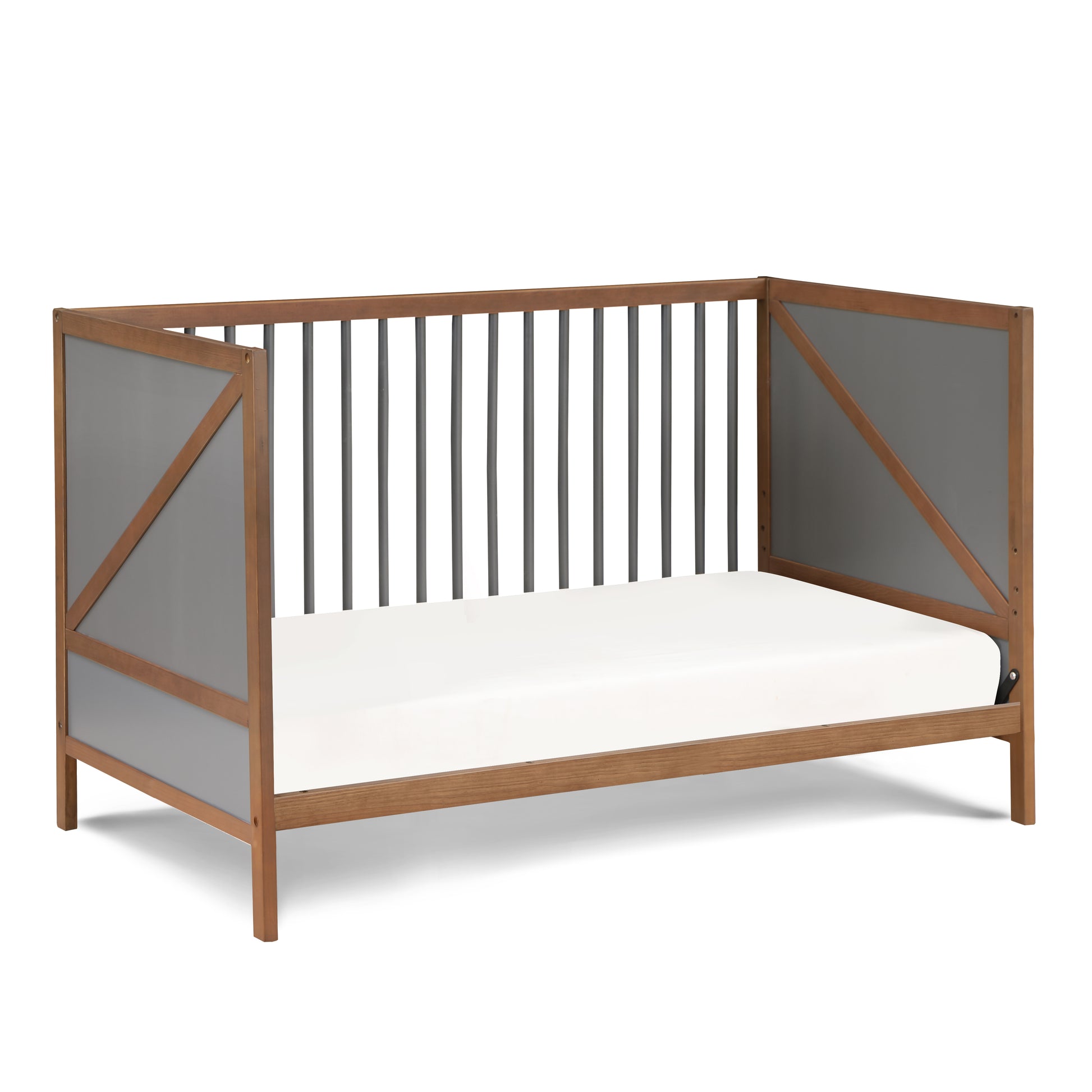 Pixie Zen 3 In 1 Crib In Walnut Charcoal Walnut Brown Wood