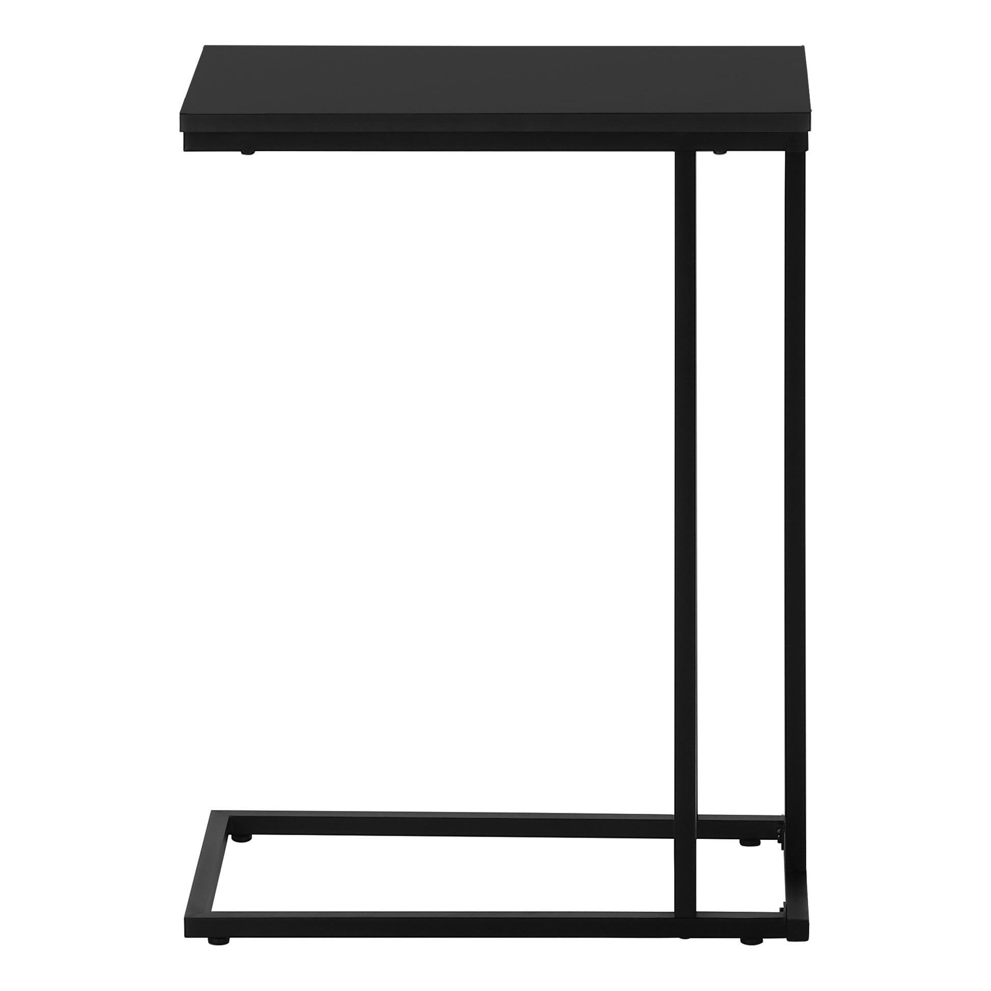 Accent Table, C Shaped, End, Side, Snack, Living Room, Bedroom, Black Laminate, Black Metal, Contemporary, Modern Black Mdf