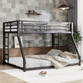 Metal Full Xl Over Queen Bunk Bed For Teens And Adults, Noise Reduced No Box Spring Needed, Black Full Xl Black Metal