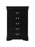 Black 5 Drawer Chest With Metal Handle Black Bedroom Particle Board Mdf