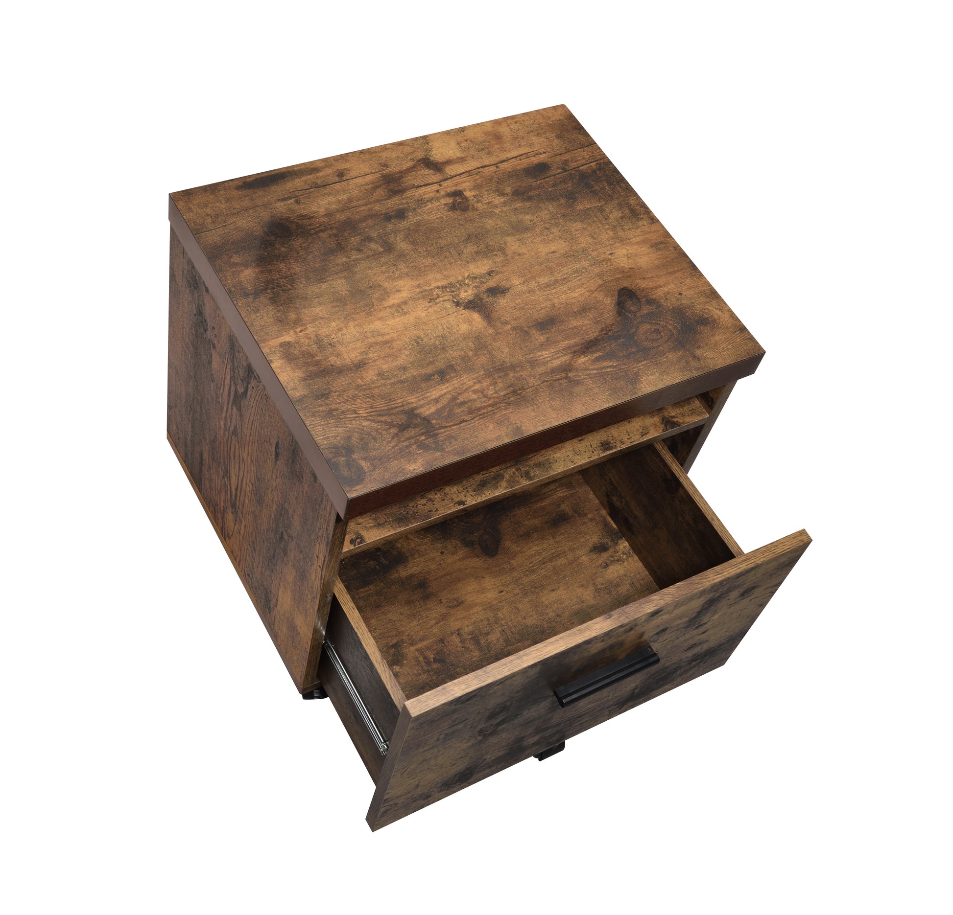 Bob Weathered Oak & Black Finish File Cabinet Oak Metal,Synthetic Wood