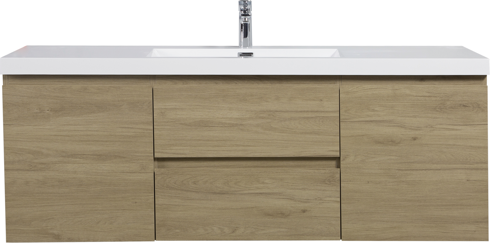 60" Floating Bathroom Vanity With Sink, Modern Wall Mounted Bathroom Storage Vanity Cabinet With Resin Top Basin And Soft Close Drawers, Natural Oak 24V11 60Sno 2 Oak 2 Bathroom Wall Mounted Melamine