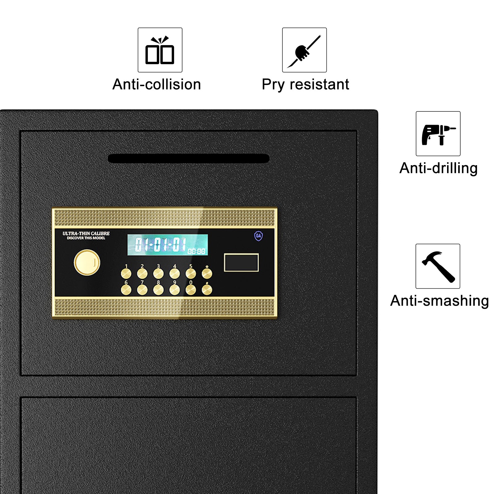 Large Double Door Coin Operated Safe,Digital Security Safe With Fireproof And Waterproof Bag,5.0 Cubic Feet Safe Box With Hidden Code Function For Home,Office And Hotel Black Steel