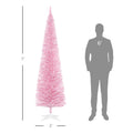 Homcom 7' Artificial Pencil Christmas Tree, Slim Xmas Tree With 499 Realistic Branch Tips And Plastic Stand, Pink Pink Polyvinyl Chloride