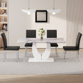 Table And Chair Set, Modern Minimalist White Marble Textured Rectangular Dining Table. Suitable For Restaurants And Living Rooms. Soft Cushion Seats.F 1280 White Mdf