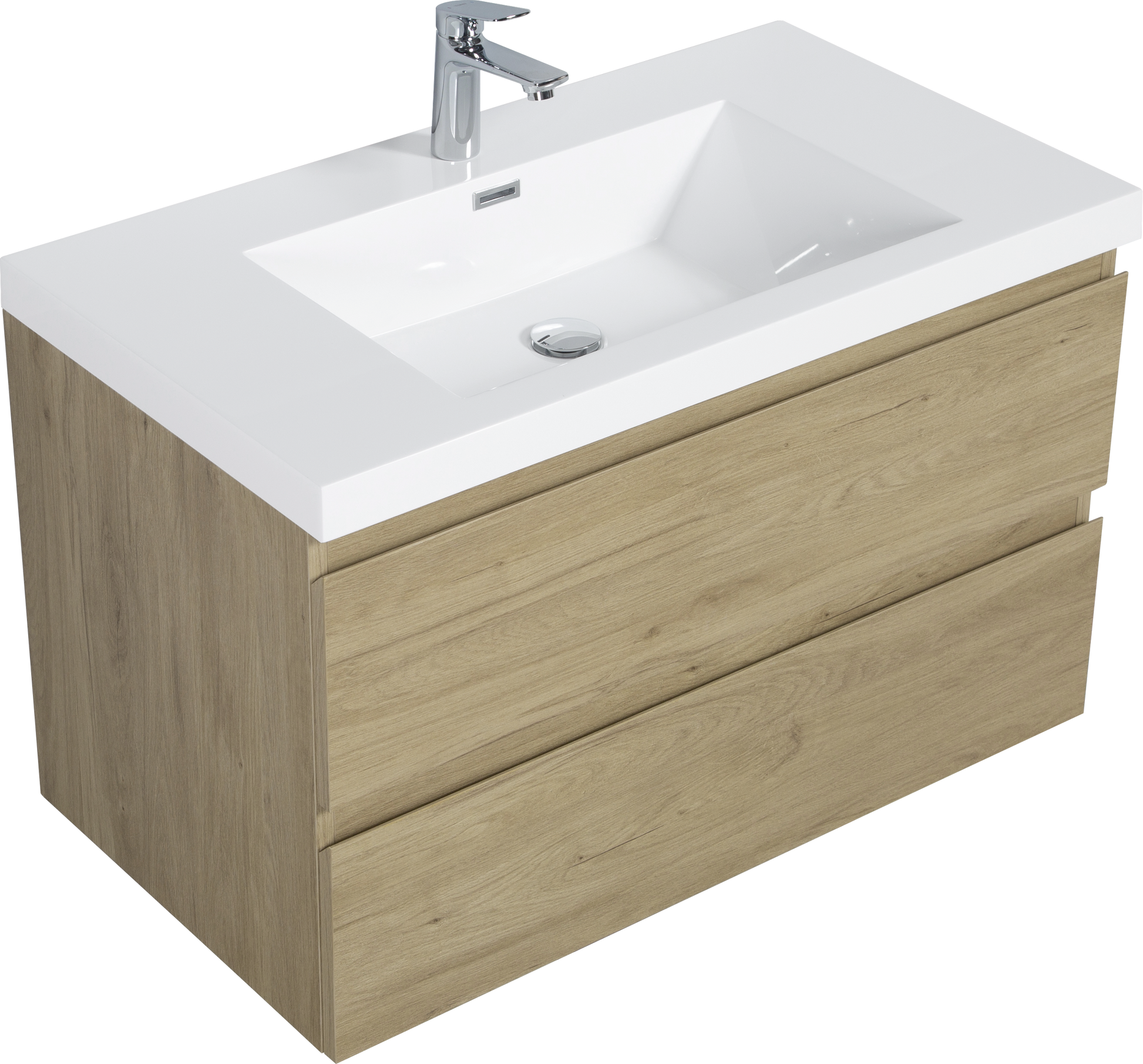 36" Floating Bathroom Vanity With Sink, Modern Wall Mounted Bathroom Storage Vanity Cabinet With Resin Top Basin And Soft Close Drawers, Natural Oak 24V11 36No 2 Oak Bathroom Wall Mounted Mdf