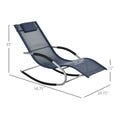 Outsunny Zero Gravity Rocking Chair Outdoor Chaise Lounge Chair Recliner Rocker With Detachable Pillow And Durable Weather Fighting Fabric For Patio, Deck, Pool, Navy Blue Navy Blue Steel