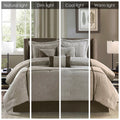 7 Piece Micro Corduroy Comforter Set Taupe Queen Queen Taupe Polyester