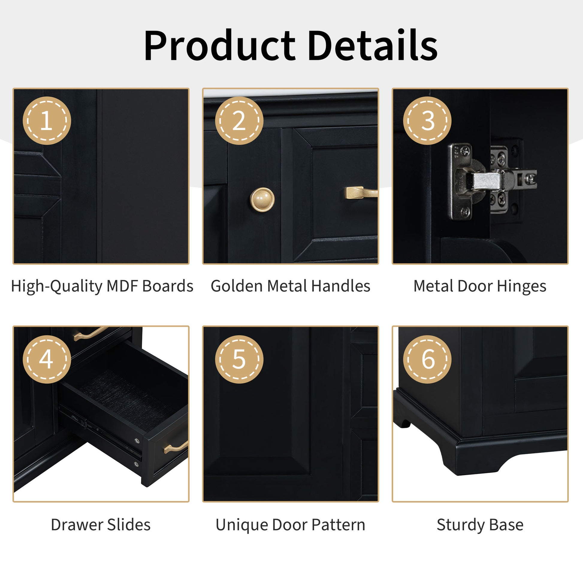 30" Bathroom Vanity With Sink, One Package, Black Bathroom Cabinet With Drawers, Solid Frame And Mdf Board Black Solid Wood Mdf