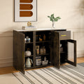 Modern Wood Accent Buffet Cabinet With Storage Doors: A Versatile Free Standing Sideboard Perfect For Bedroom, Living Room, Kitchen, Or Hallway Black Brown Mdf