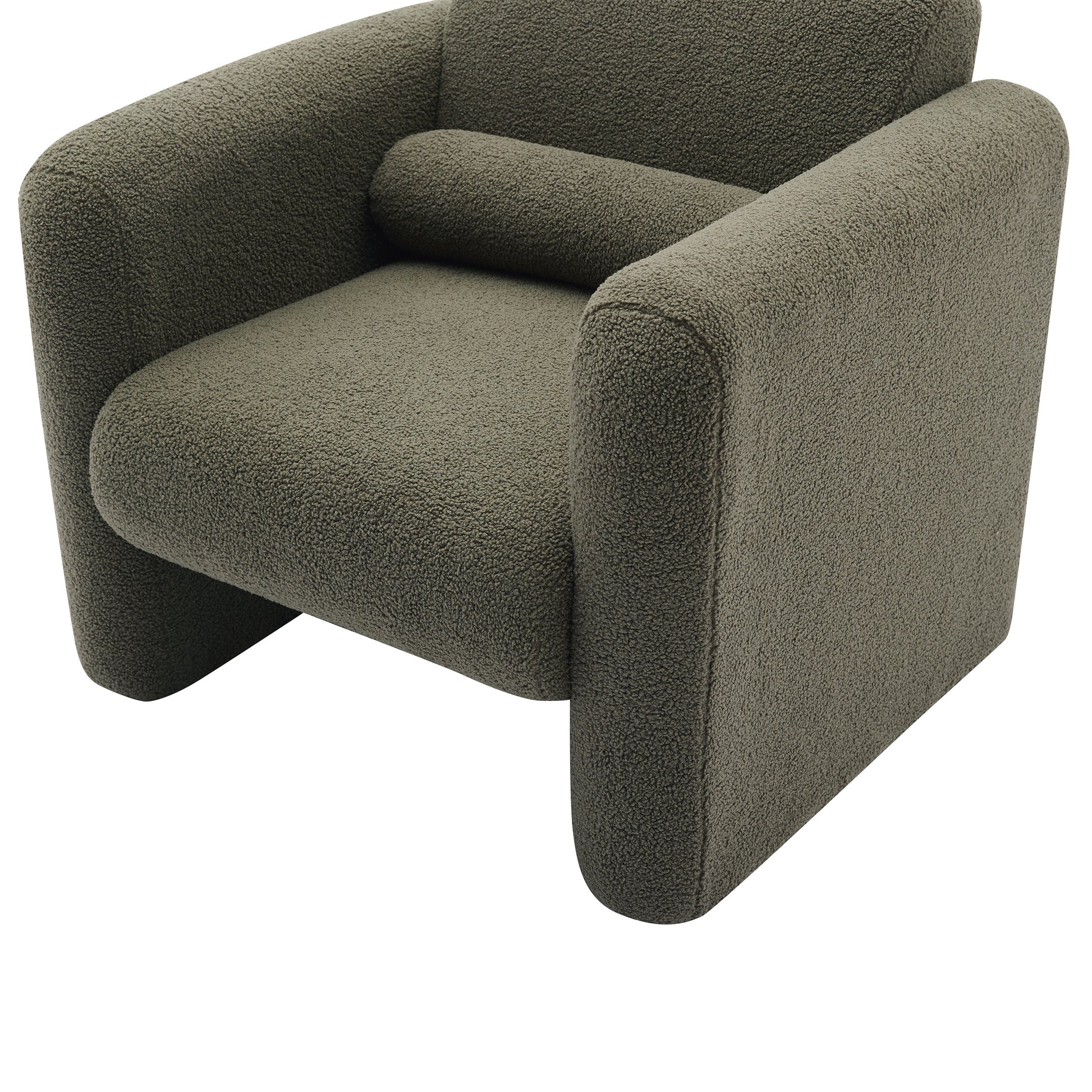 Modern Accent Chair Lambskin Sherpa Fabric Upholstered Comfy Reading Arm Chair Soft Padded Armchair With Back And Pillow For Living Room Bedroom Reception Waiting Room Office,Seaweed Green Seaweed Green Primary Living Space Upholstered