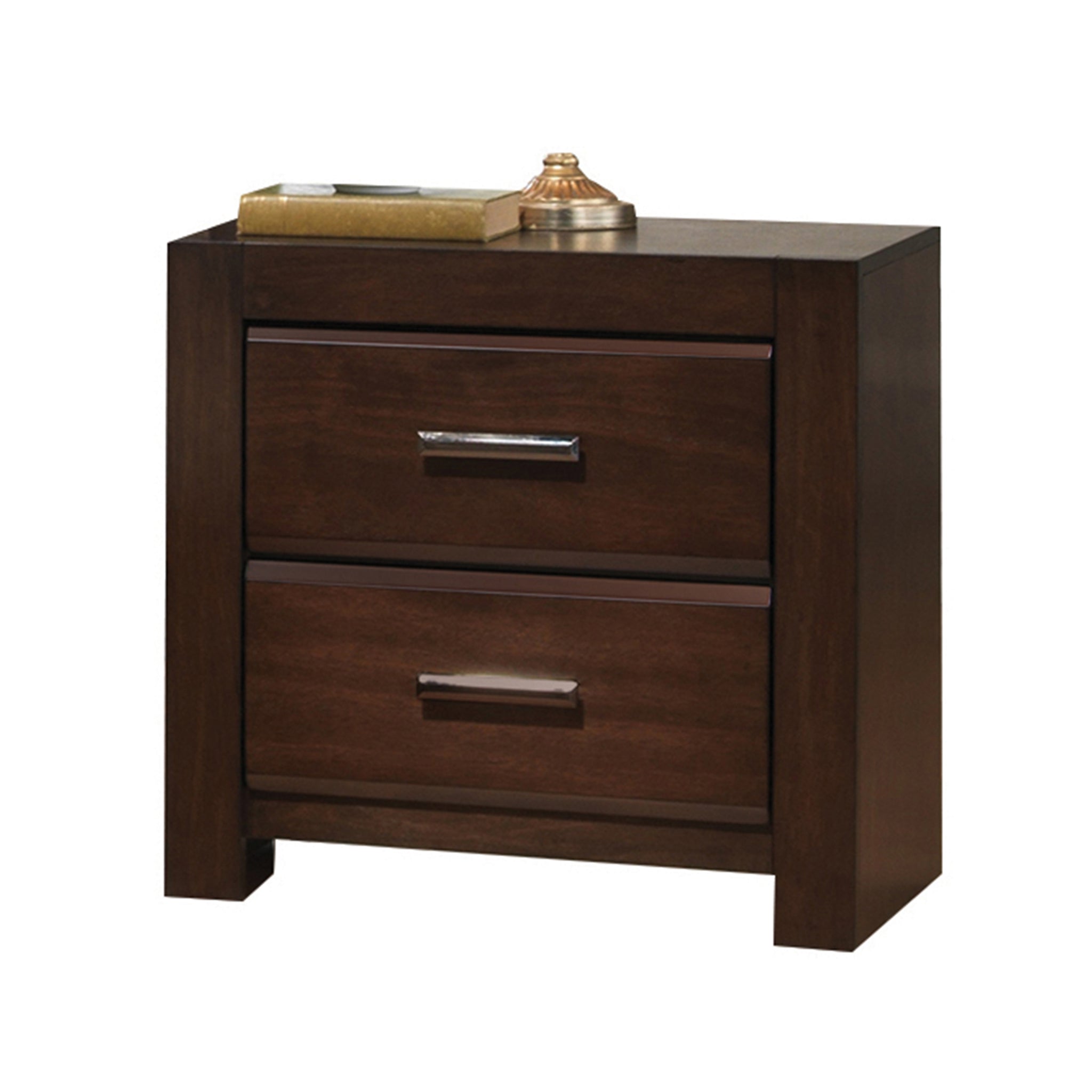 Walnut 2 Drawer Nightstand Walnut 2 Drawers Bedroom Drawer Storage Retro Rubberwood Drawers Walnut Wood