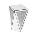 13.8'' Silver Square Mirrored End Table, Modern Side Table With Crushed Diamond For Living Room, No Assembly Required Silver Mdf Glass