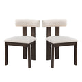 Wooden Dining Chairs Set Of 2, Modern Boucle Upholstered Kitchen Side Chairs,Mid Century Modern Kitchen Chairs With Open Back Farmhouse Wooden Side Chairs For Dining Room,Living Room,Restaurant Dark