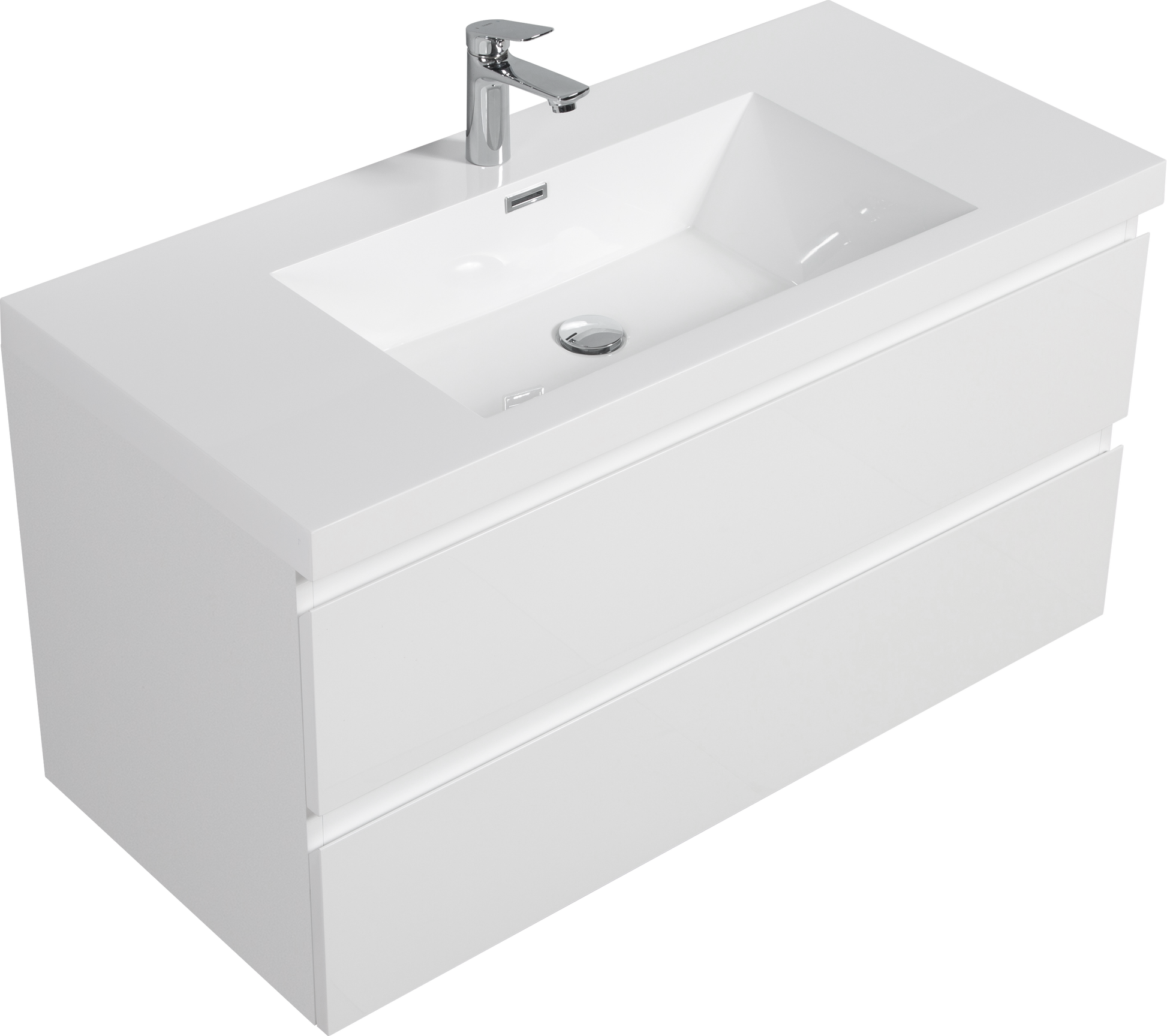 42" Floating Bathroom Vanity With Sink, Modern Wall Mounted Bathroom Storage Vanity Cabinet With Resin Top Basin And Soft Close Drawers, Glossy White 24V11 42Gw 2 White Bathroom Wall Mounted Mdf