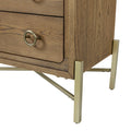 2 Drawer Nightstand With Usb In Latte Finish With Metal Base Light Brown Solid Wood Mdf