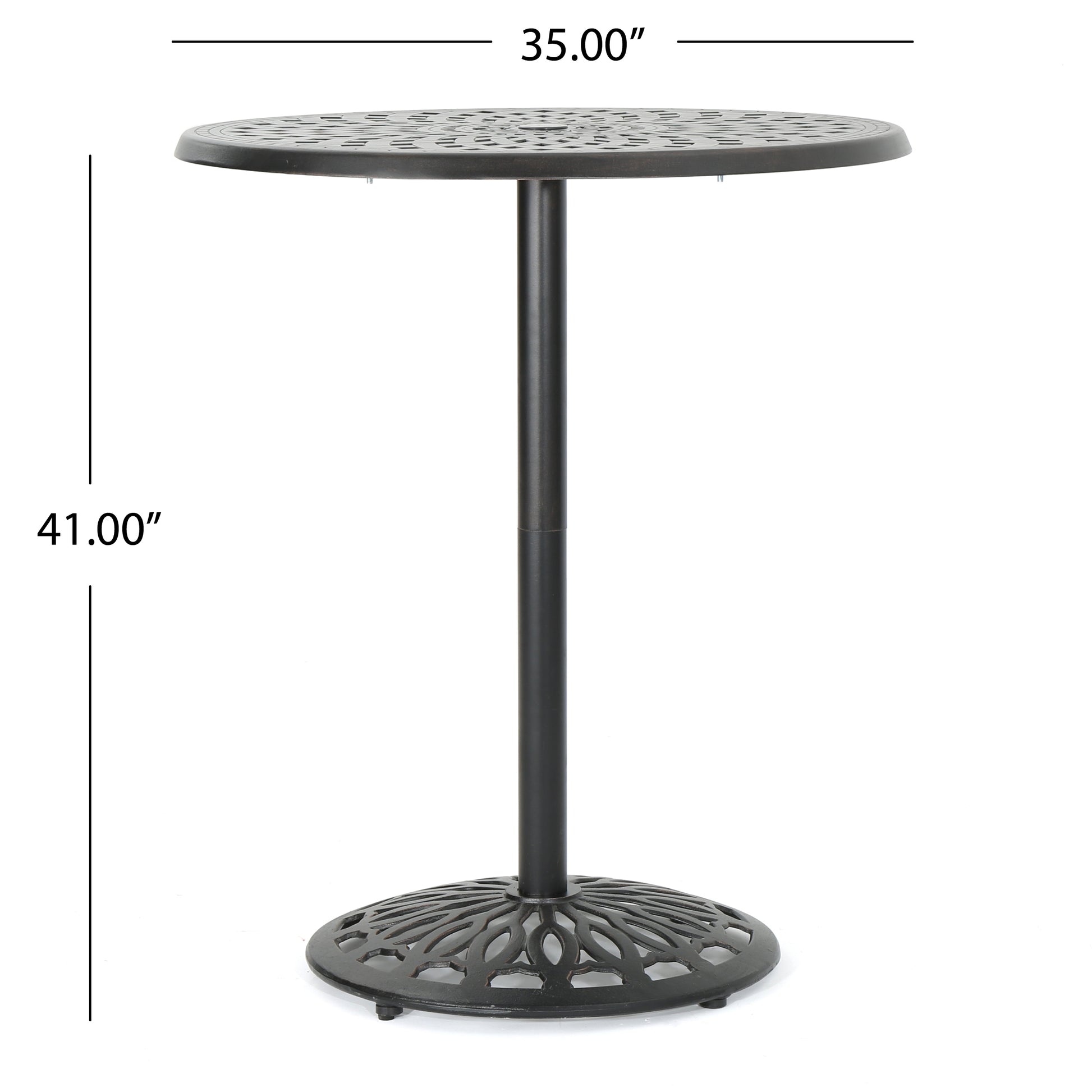 Cast Aluminium 35'' Round Bar Table Copper Aluminium