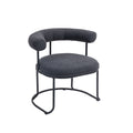 Coolmore Boucle Dining Chairs Set Of 2, Mid Century Modern Curved Backrest Chair, Round Upholstered Kitchen Chairs Carbon Black Boucle Carbon Black Foam Mdf Metal