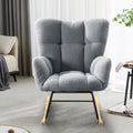 Teddy Fabric Rocking Chair, Modern Rocking Accent Chair For Nursery, Living Room, Bedroom, Gray Gray Bedroom Foam Modern Rocking Chairs Foam Wood Metal