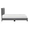 1Pc Twin Platform Bed Dark Gray Velvet Upholstered Adjustable Height Headboard Button Tufted Solid Wood Bedroom Furniture Box Spring Not Required Twin Dark Gray Wood Bedroom Velvet Solid Wood