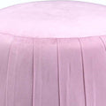 Pink Carnation And Gold Round Tufted Ottoman Pink Velvet Wood Primary Living Space Backless Solid Pink Luxury Round Armless Fabric Metal