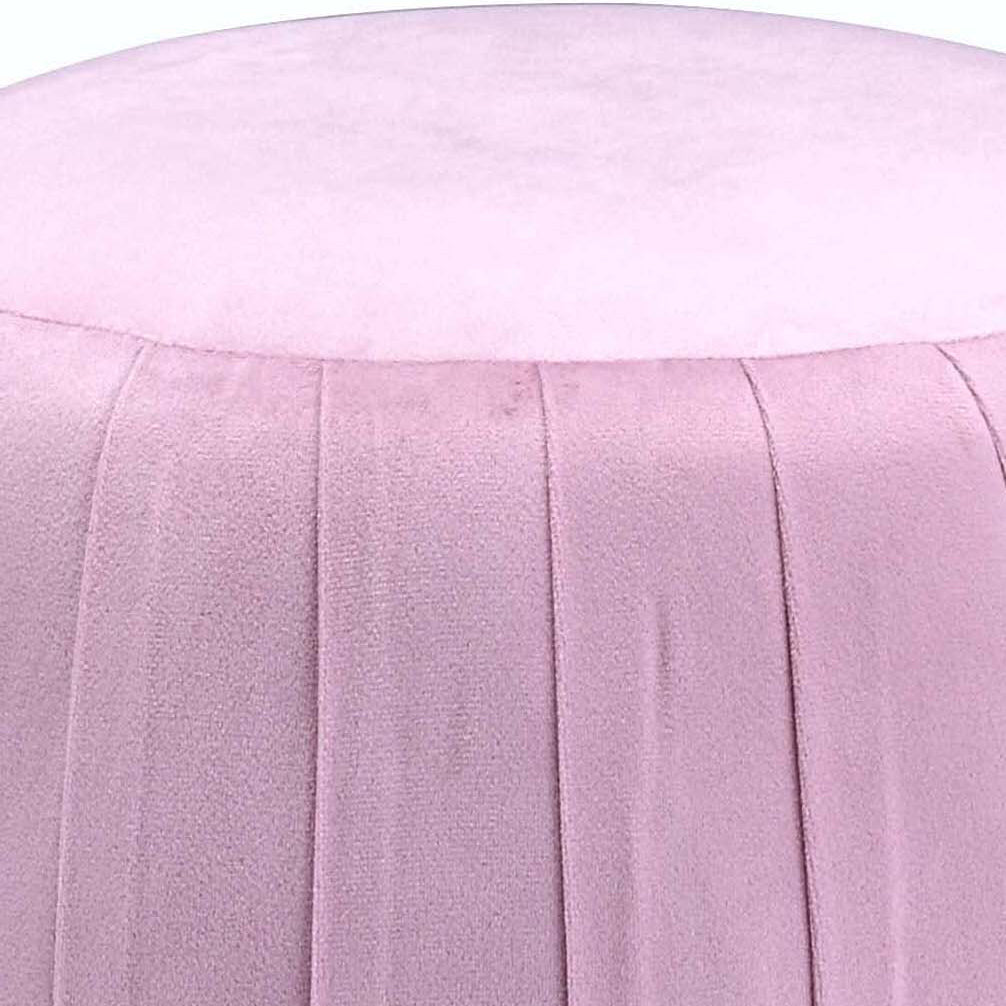 Pink Carnation And Gold Round Tufted Ottoman Pink Velvet Wood Primary Living Space Backless Solid Pink Luxury Round Armless Fabric Metal