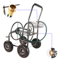 Garden Hose Reel Cart 4 Wheels Portable Garden Hose Reel Cart With Storage Basket Rust Resistant Heavy Duty Water Hose Holder Green Dark Green Abs Rubber Steel Q235