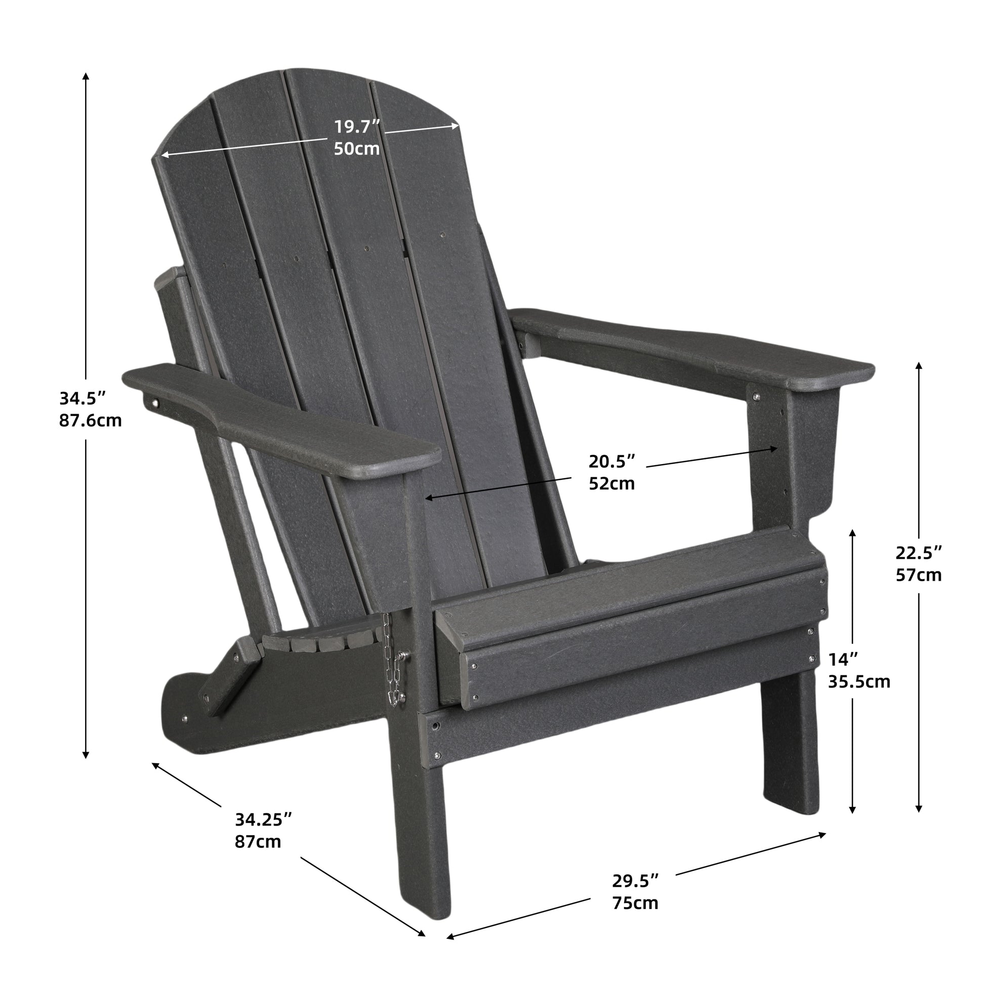 Folding Adirondack Chair, Relaxing Stackable Arm Rest Ergonomic Hdpe All Weather Adirondack Chair No Adirondack Antique Gray Uv Resistant Frame Garden & Outdoor American Design,American Traditional Complete Patio Sets Hdpe