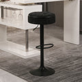 Round Storage Bar Stool Set Of 2, Black Linen Height Adjustable Barstool, 360 Counter Height Swivel Stool, Armless Bar Chair With Metal Frame For Kitchen Counter Dining Living Room Black Set Of 2 Foam Linen