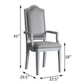 Two Tone Grey And Pearl Grey Upholstered Back Arm Chairs Set Of 2 Grey Dining Room Modern Rubberwood Wood Fabric