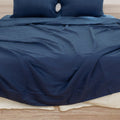 Luxury Full Queen Flat Sheet 1 Pc, Bed Sheets Queen Size, Hotel Sheets, Soft Linen Sheets,& Fade Resistant Full Size Bed Sheets Navy Linen