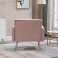 Coolmore Velvet Armchair Single Sofa Modern Tufted Upholstered Side Reading Chairs With Arm And Gold Metal Leg For Living Room Bedroom Pink Pink Foam Velvet