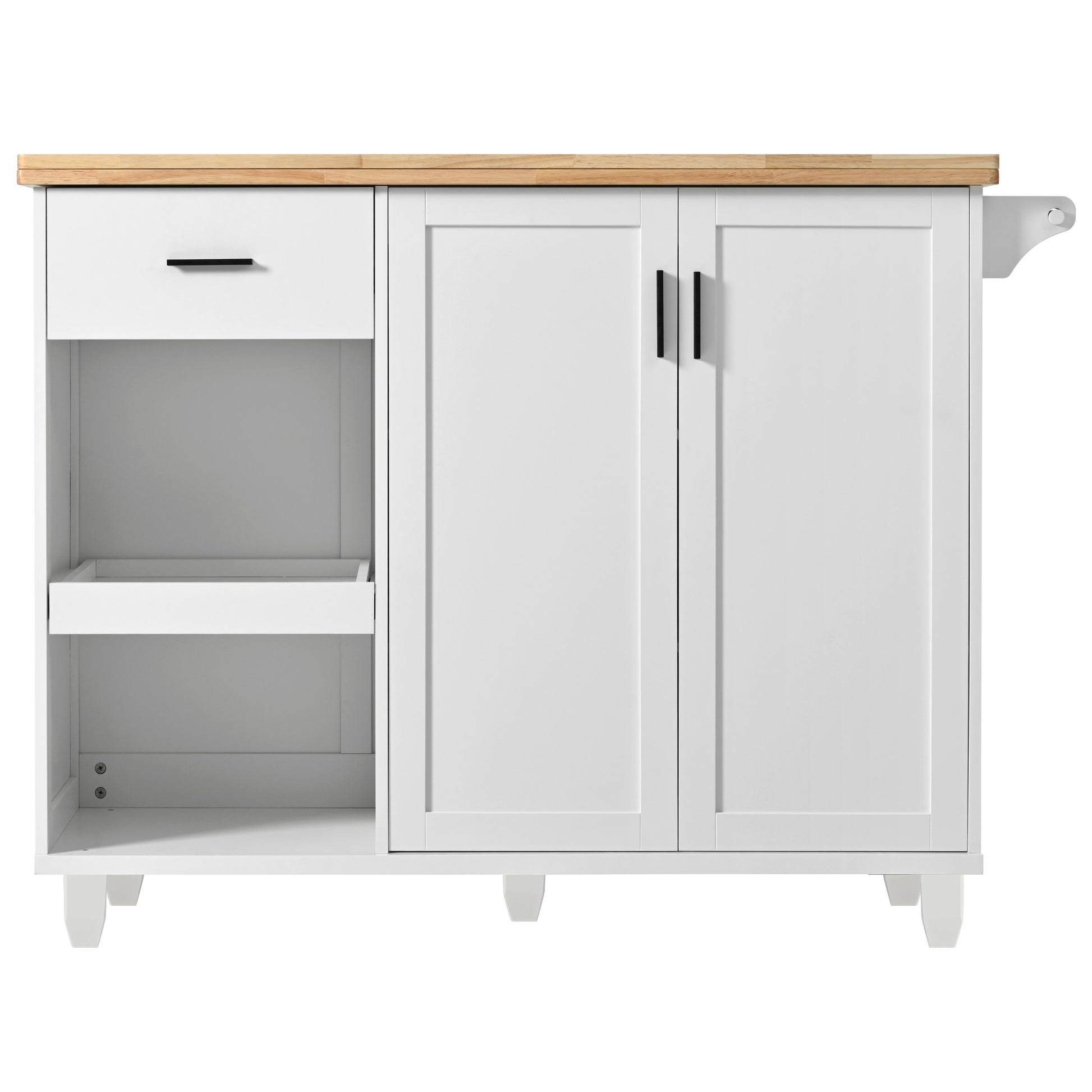 K&K Kitchen Island With Foldable Counter Top, Kitchen Storage Cart With Slide Out Shelf, Towel Rack And Drawer, Rolling Kitchen Cart On Wheels, For Kitchen, Living Room, Dining Room, White White Brown Kitchen Classic,Farmhouse,Luxury,Modern Rectangular