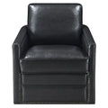 Black Swivel Accent Chair Black Primary Living Space Modern Genuine Leather