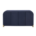 4 Door Curved Corner Design Wavy Door Panel Cabinet With Adjustable Shelves, Suitable For Study, Living Room And Entrance Navy Blue Mdf