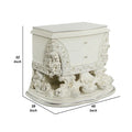 Rox 40 Inch Classic Ornate Carved Nightstand With 2 Drawer, Wood, White White Wood