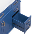 36 Inch Bathroom Vanity With Resin Sink, Modern Bathroom Cabinet In Blue, Featuring Two Soft Close Doors And Four Drawers Blue Bathroom Solid Wood Mdf Resin