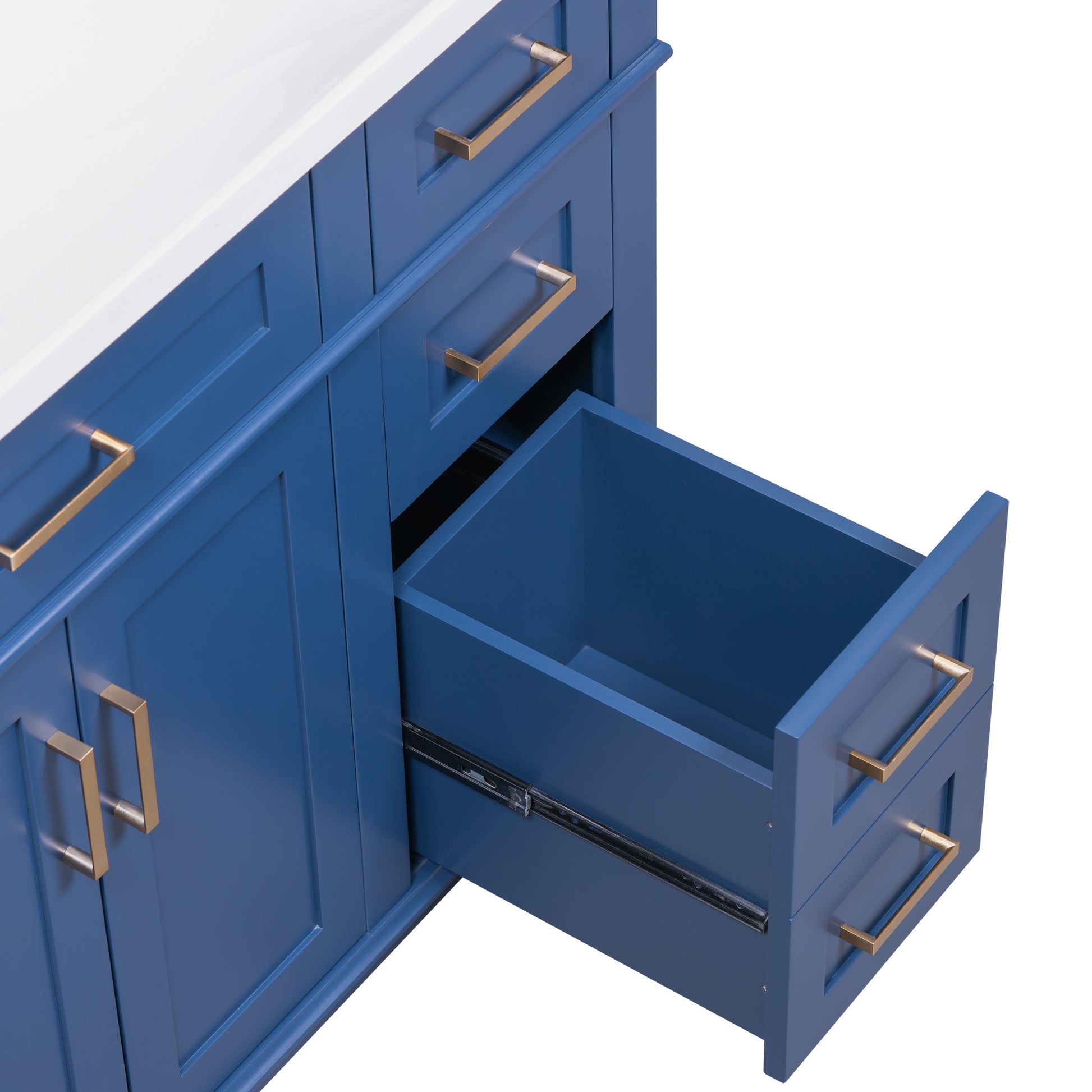 36 Inch Bathroom Vanity With Resin Sink, Modern Bathroom Cabinet In Blue, Featuring Two Soft Close Doors And Four Drawers Blue Bathroom Solid Wood Mdf Resin