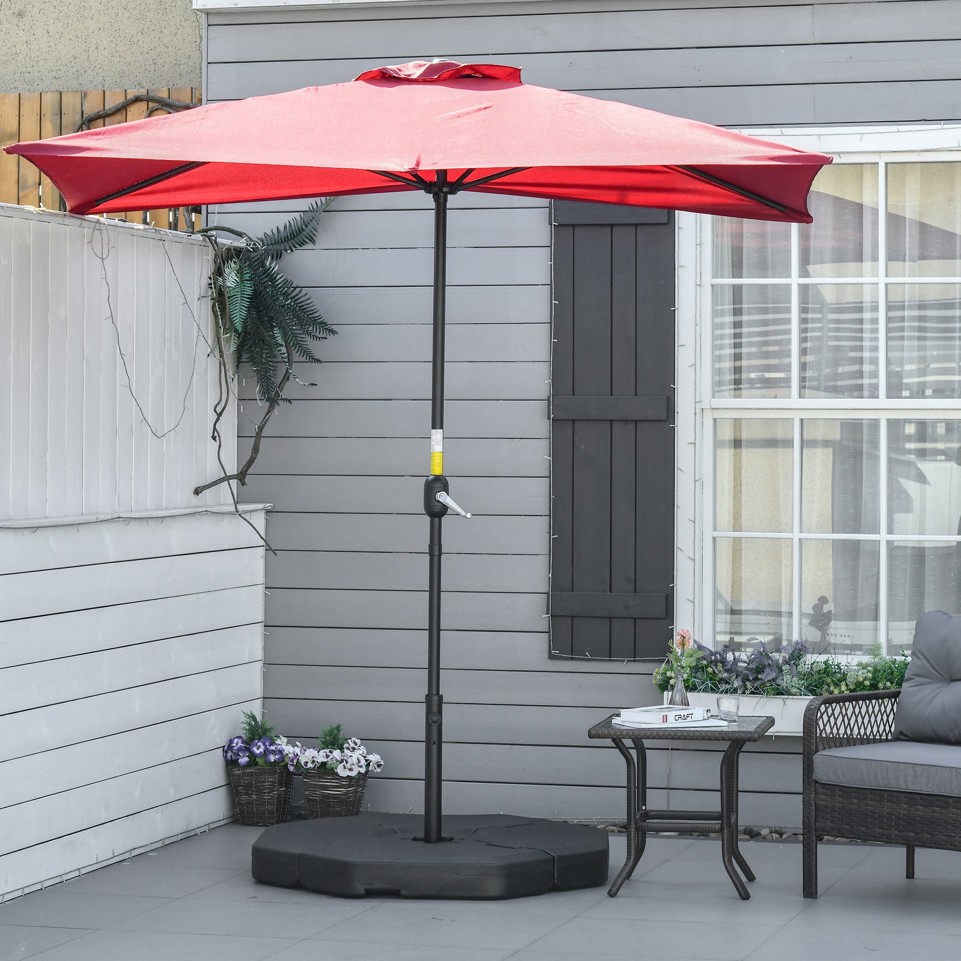 hexagonal patio umbrella stand Outsunny 4 Pc Patio Umbrella Base, Outdoor Hexagon Stand Cantilever Offset Umbrella Weights With Easy Fill Spouts, 229 Lb. Capacity Water Or 275Lb