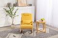 Rocking Chair Upholstered Fabric Rocking Armchair Indoor With High Backrest Glider Chairs And Lumbar Pillow For Living Room Yellow Linen