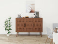 3 Door Cabinet, Accent Storage Cabinet, Suitable For Living Room, Bedroom, Dining Room, Study Walnut Mdf