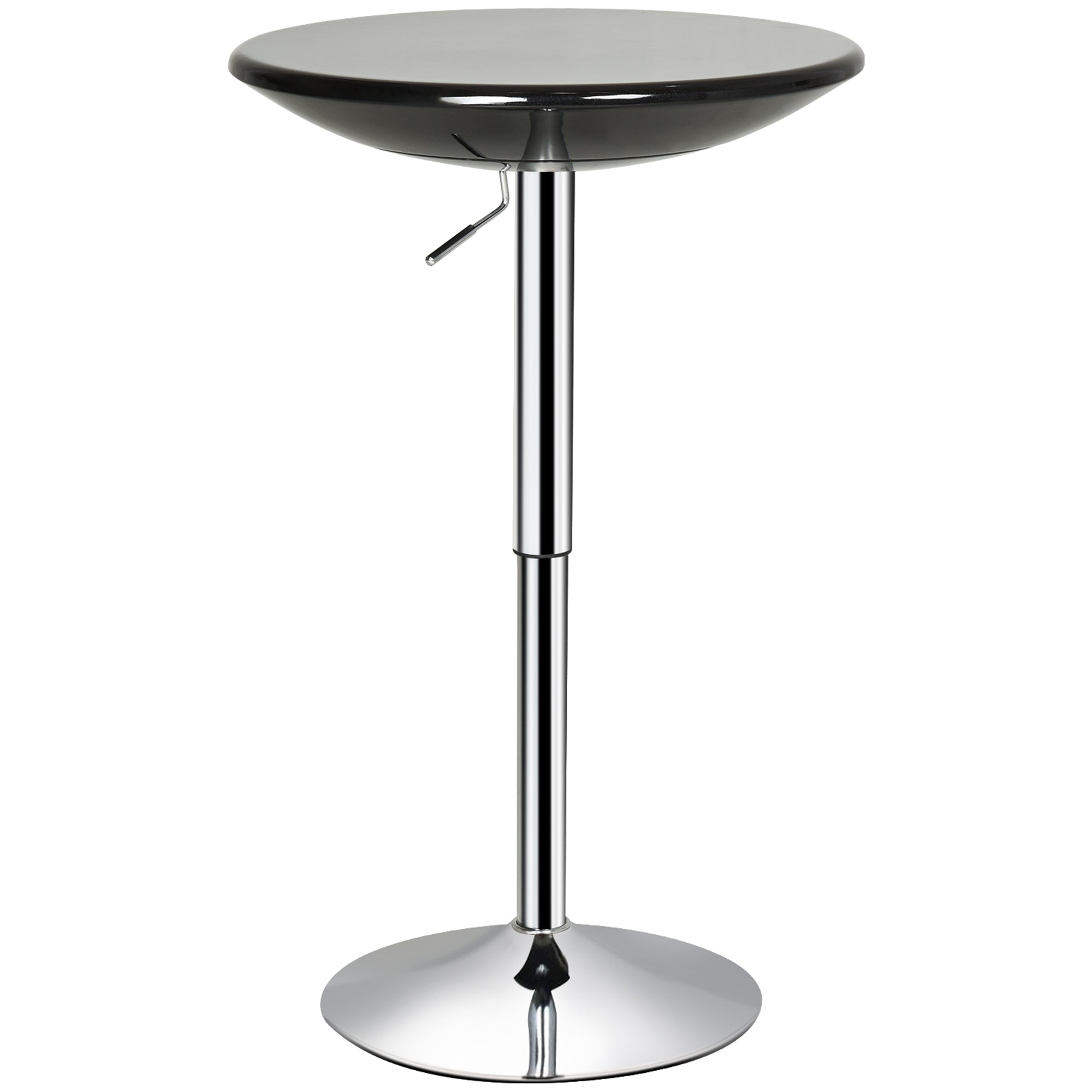 Homcom Round Bar Table With Metal Base, Adjustable Counter Height Pub Table, 29.5" 38.25" H Tall Bistro Table, Black, Silver Black Steel