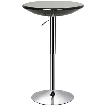 Homcom Round Bar Table With Metal Base, Adjustable Counter Height Pub Table, 29.5" 38.25" H Tall Bistro Table, Black, Silver Black Steel