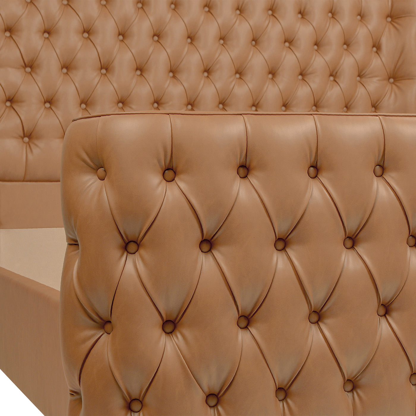 Brooklyn King Tufted Panel Bed Headboard And Footboard Set, Caramel Tan Brown Faux Leather Box Spring Required King Tan Brown Wood Foam Faux Leather Faux Leather