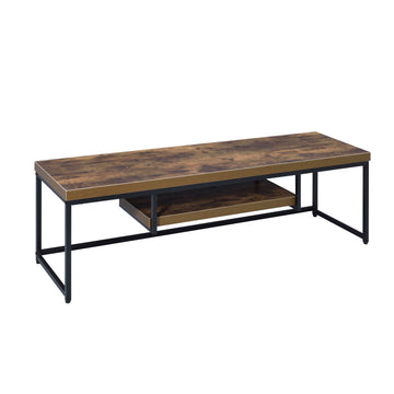 Weathered Oak And Black 1 Shelf Tv Stand Black Brown Primary Living Space 60 69 Inches Industrial Wood Metal